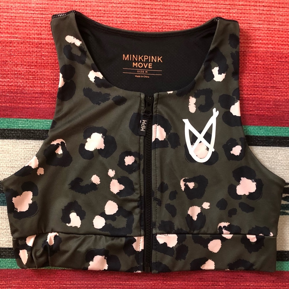 Minkpink Zip Front Active Crop Top M